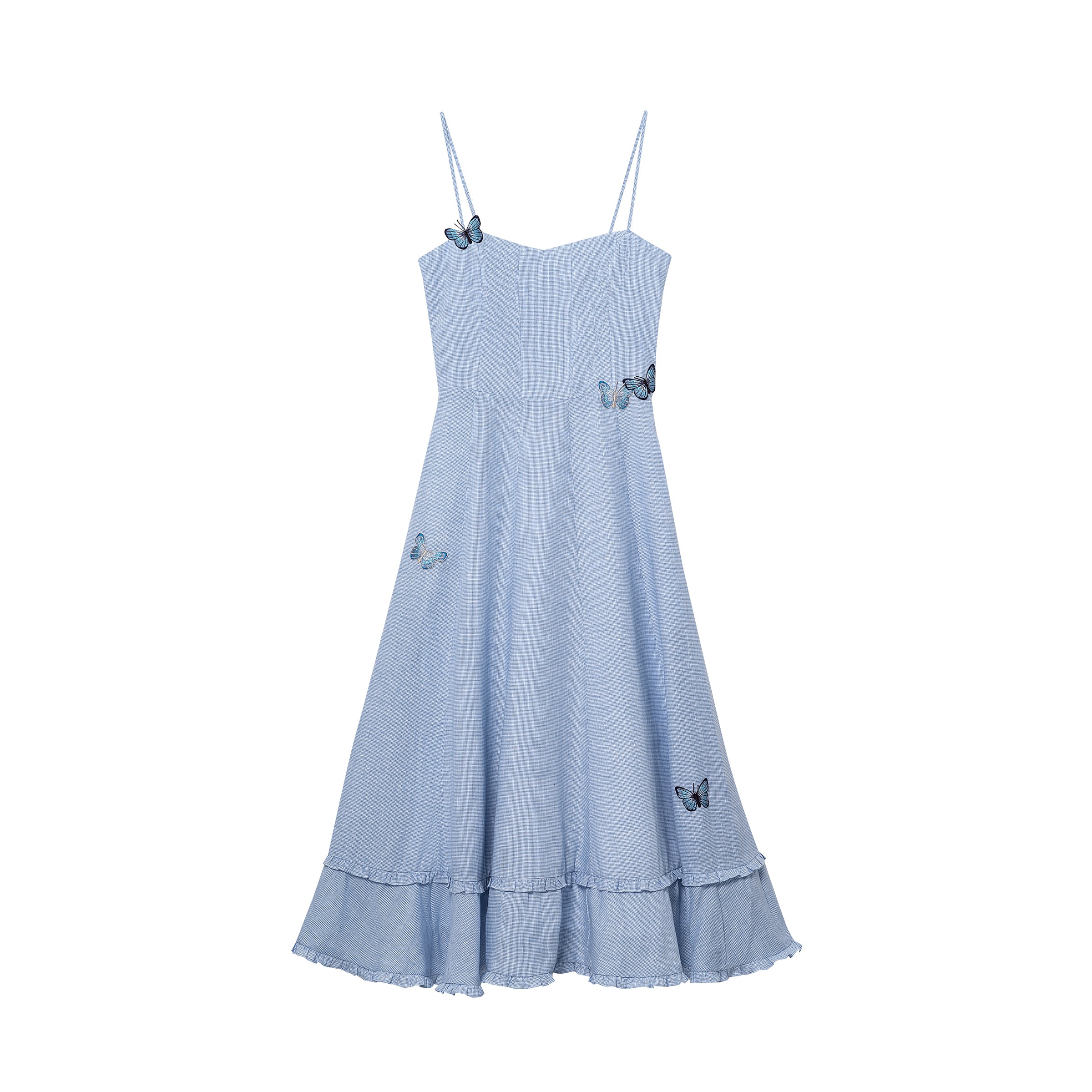 Butterfly Corset Midi Dress in Light Blue