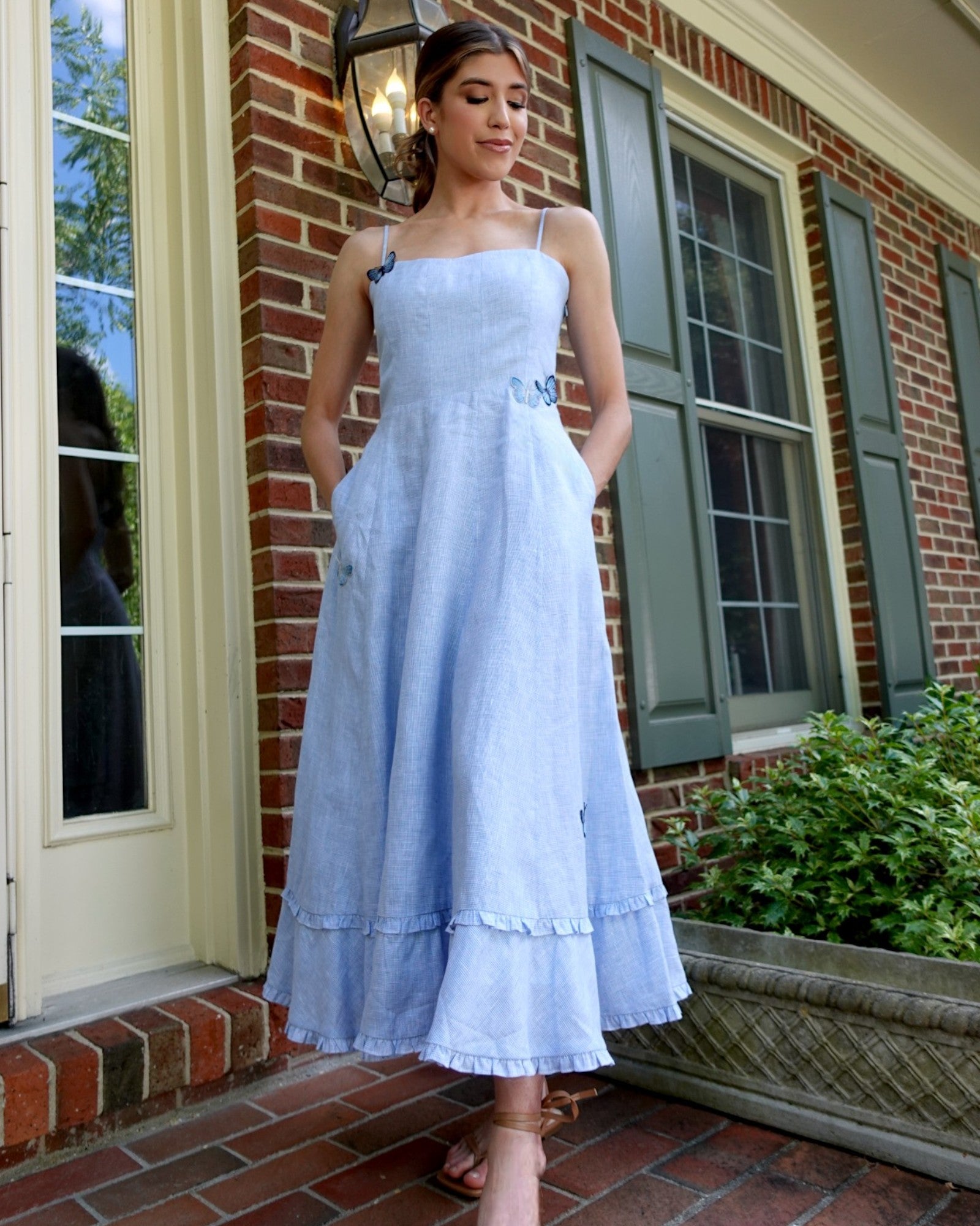 Butterfly Corset Midi Dress in Light Blue 3 Frances