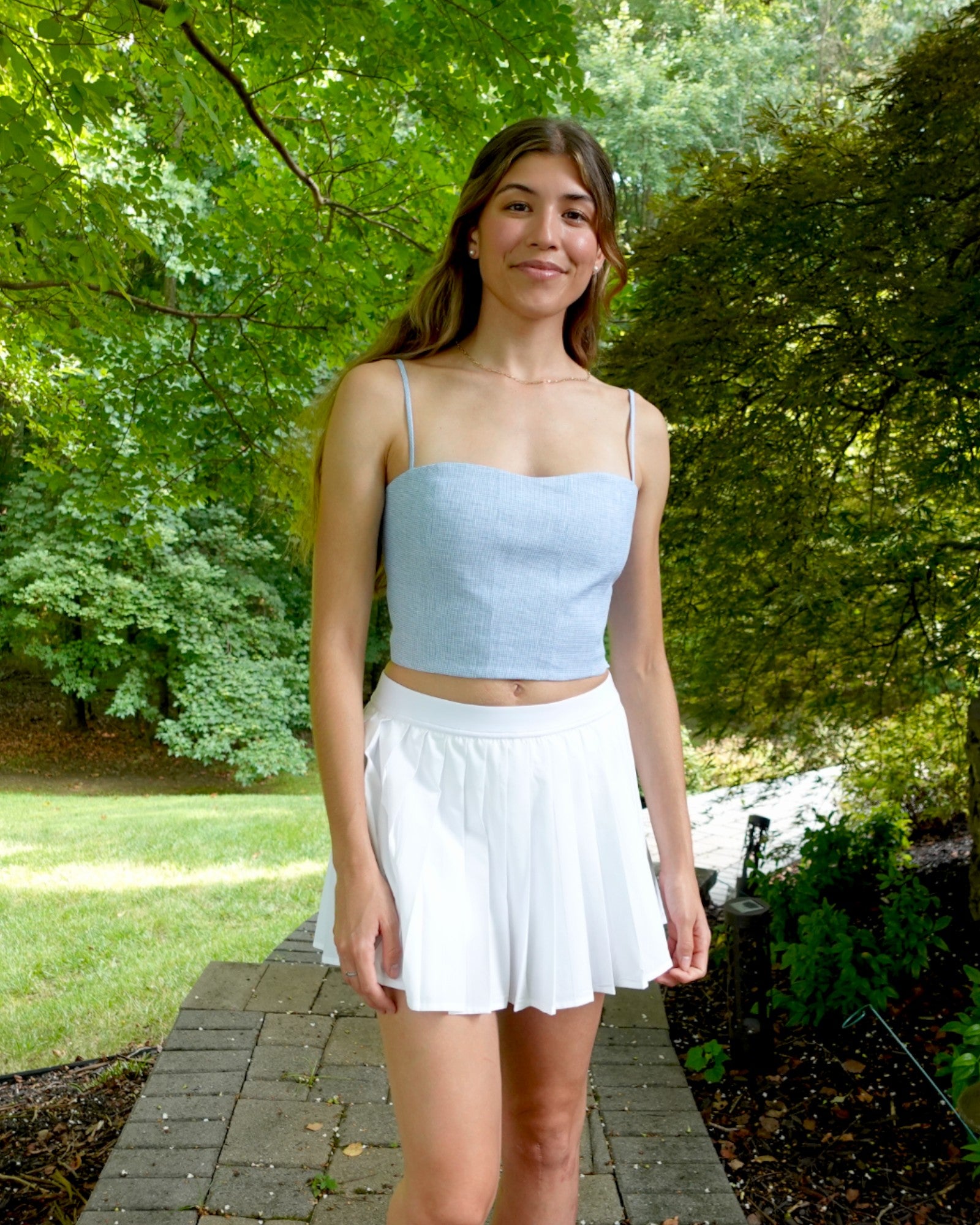 Linen Corset Top Baby Blue