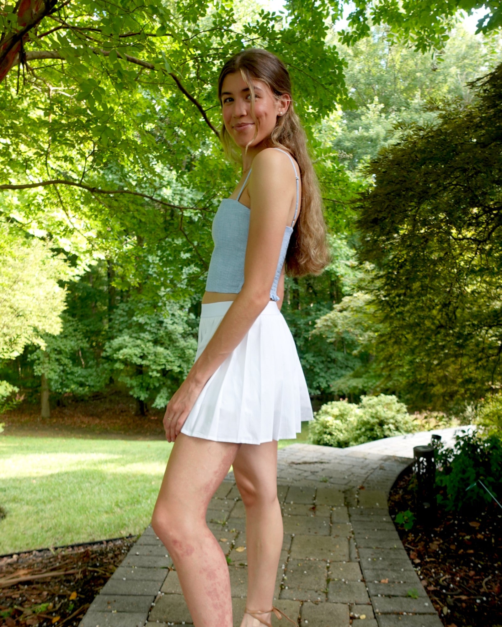 Linen Corset Top Baby Blue